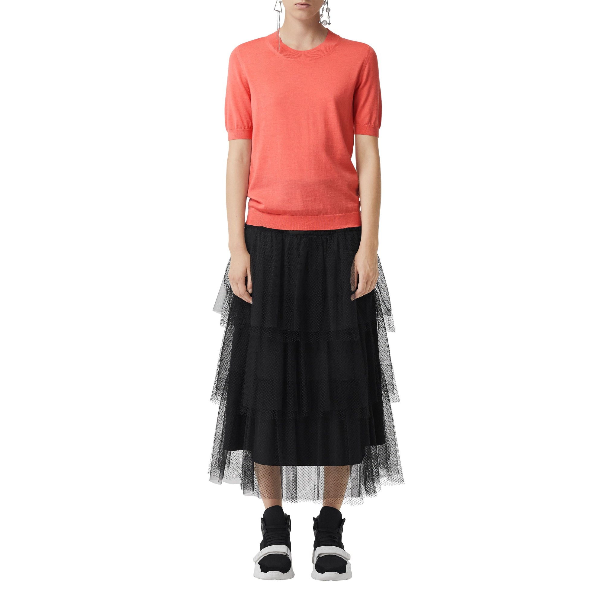Pull ras du cou en laine mérinos - Coral