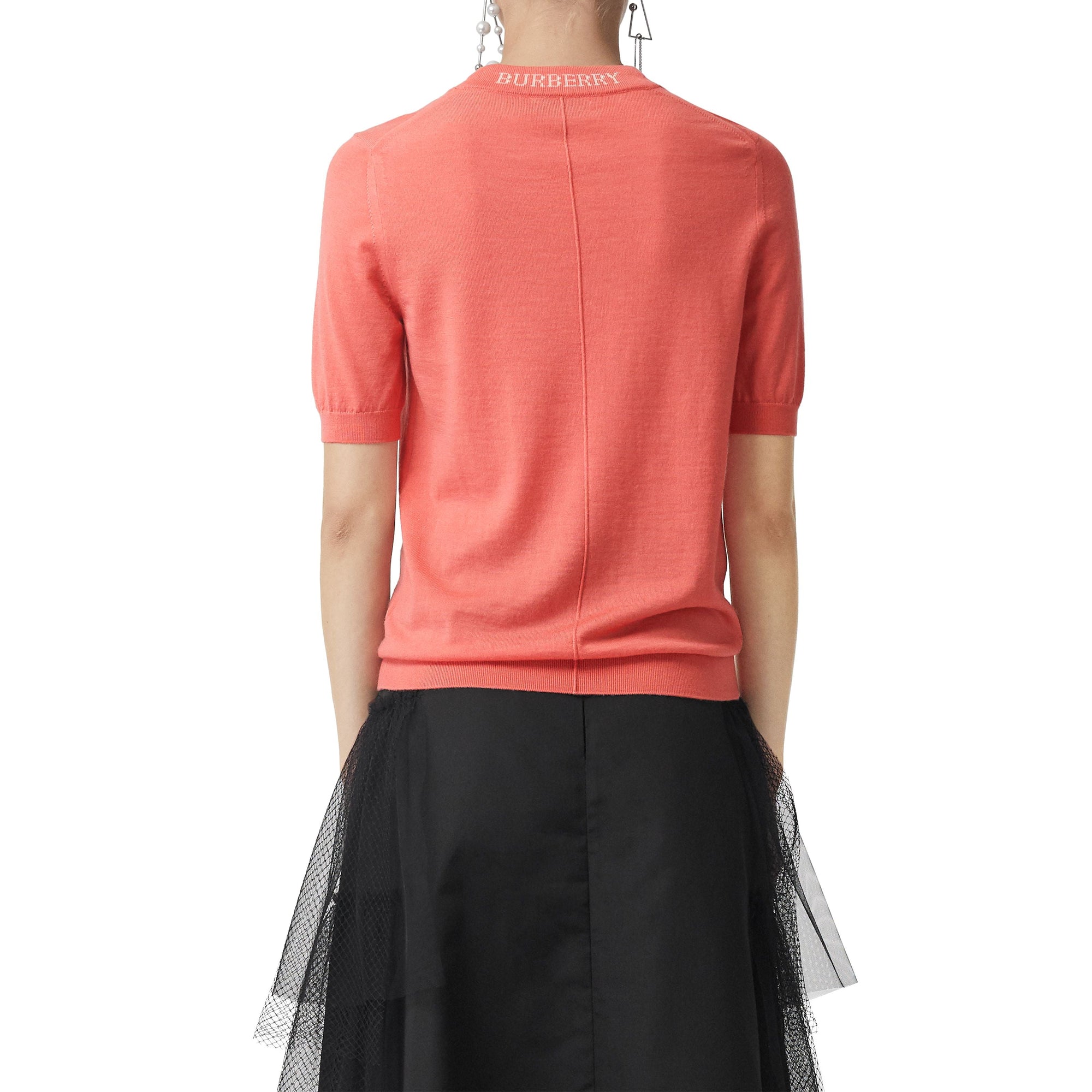 Pull ras du cou en laine mérinos - Coral