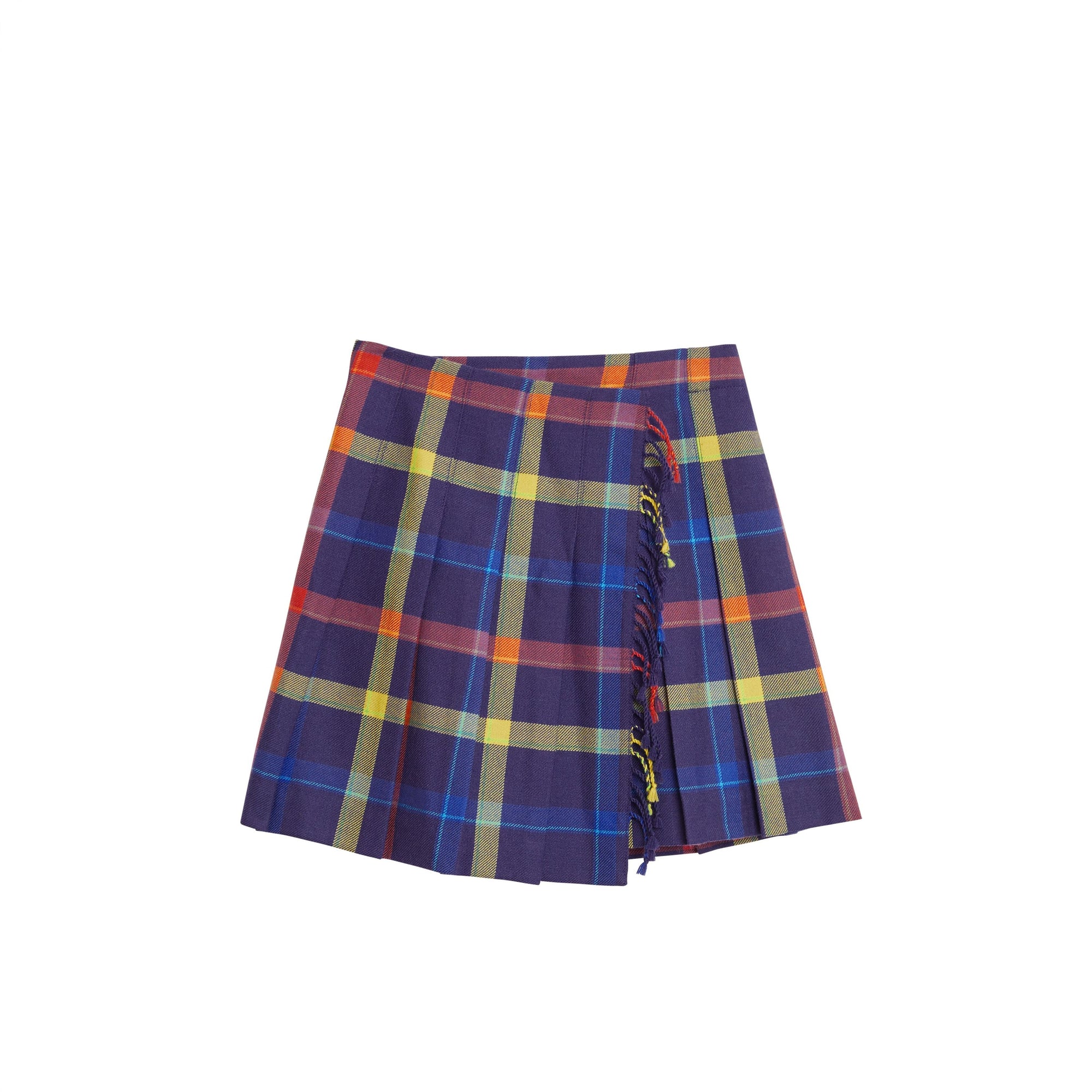 Kilt en laine tartan avec franges - Bright Navy Check
