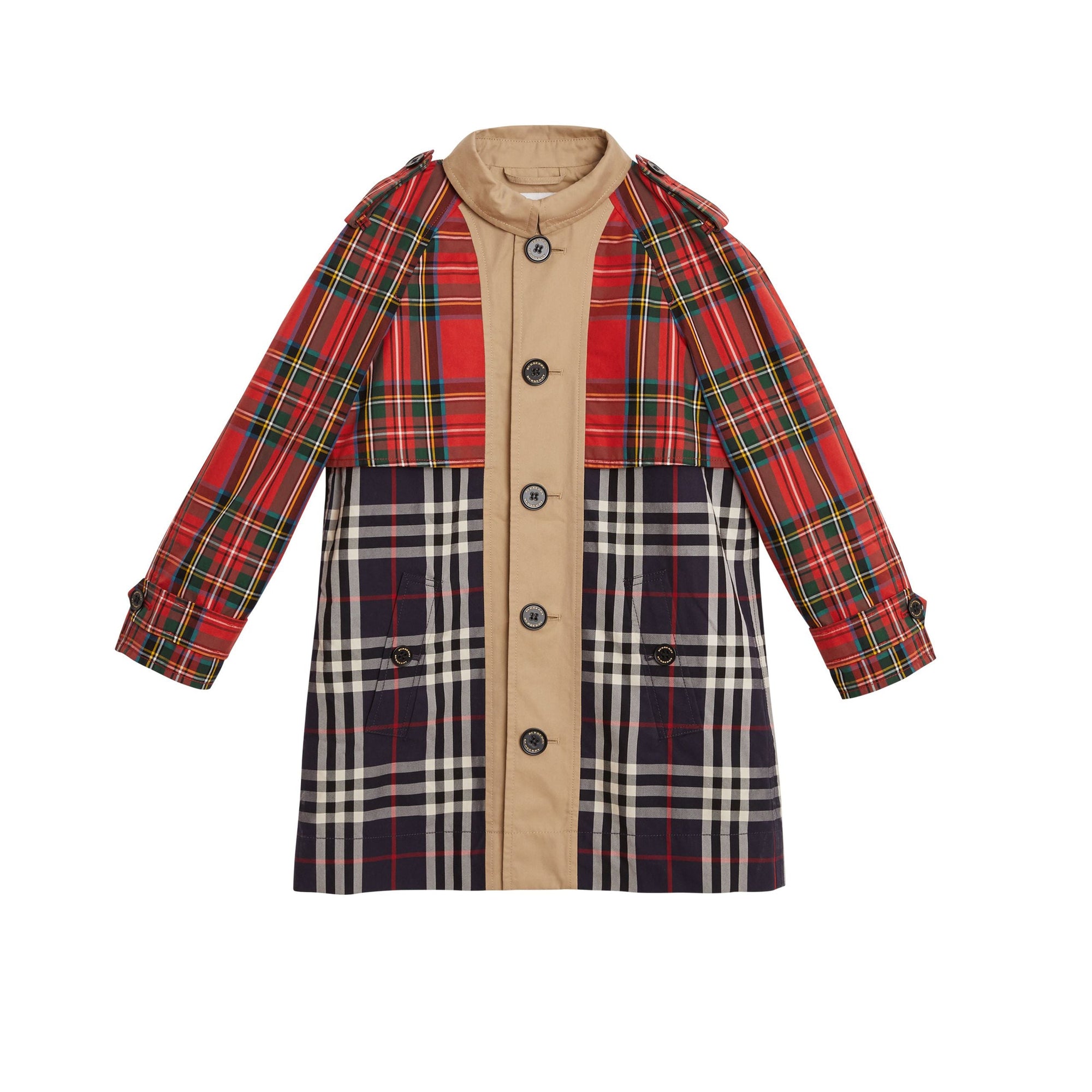 Manteau en gabardine tropicale à motif Check et tartan - Navy Check