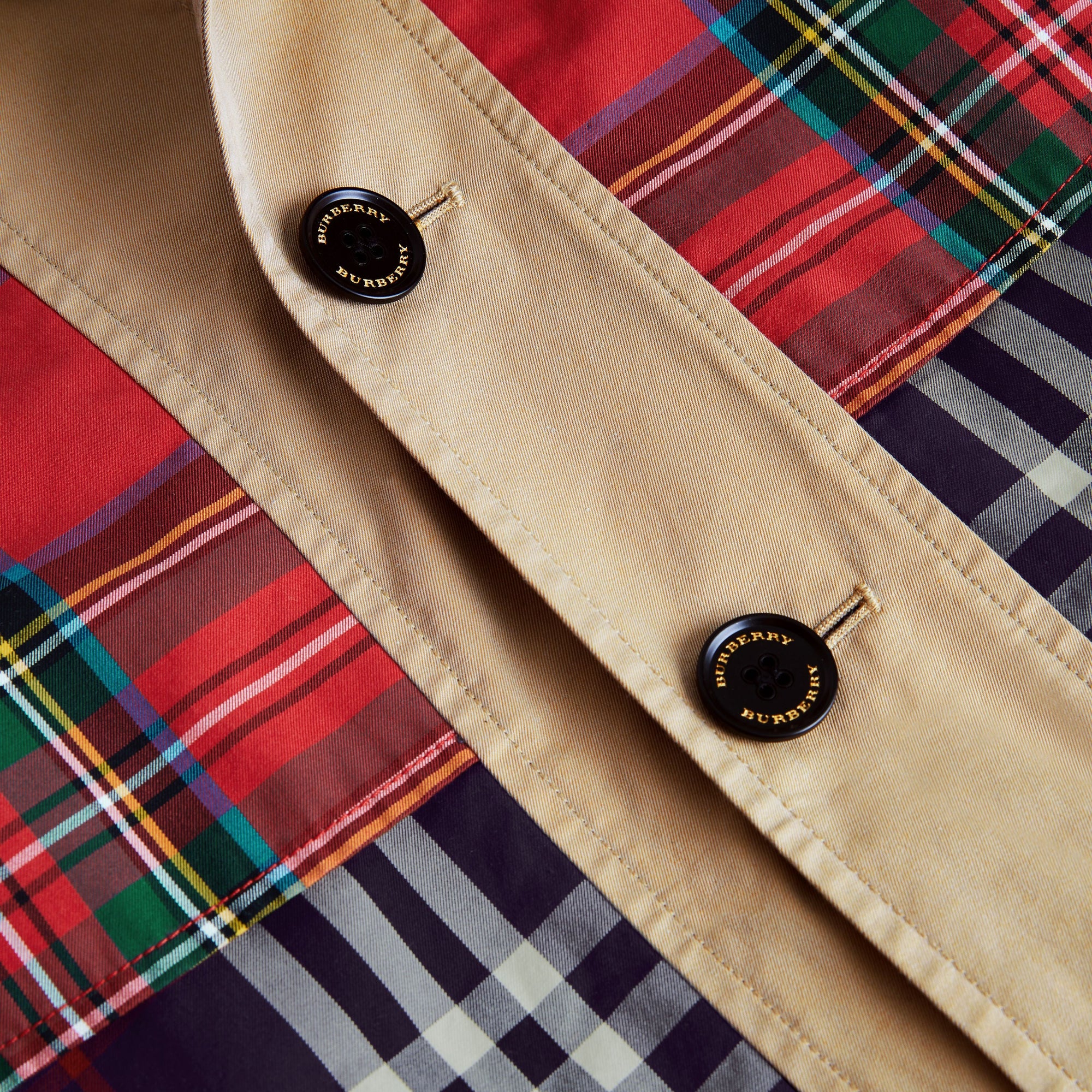 Manteau en gabardine tropicale à motif Check et tartan - Navy Check