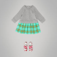 Robe pull en coton à motif check - Turquoise Check