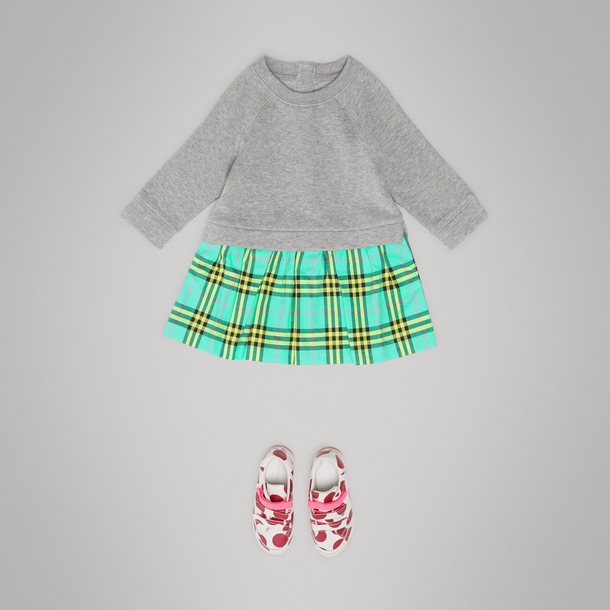 Robe pull en coton à motif check - Turquoise Check