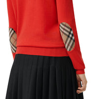 Pull en laine mérinos à motif vintage check - Orange Red