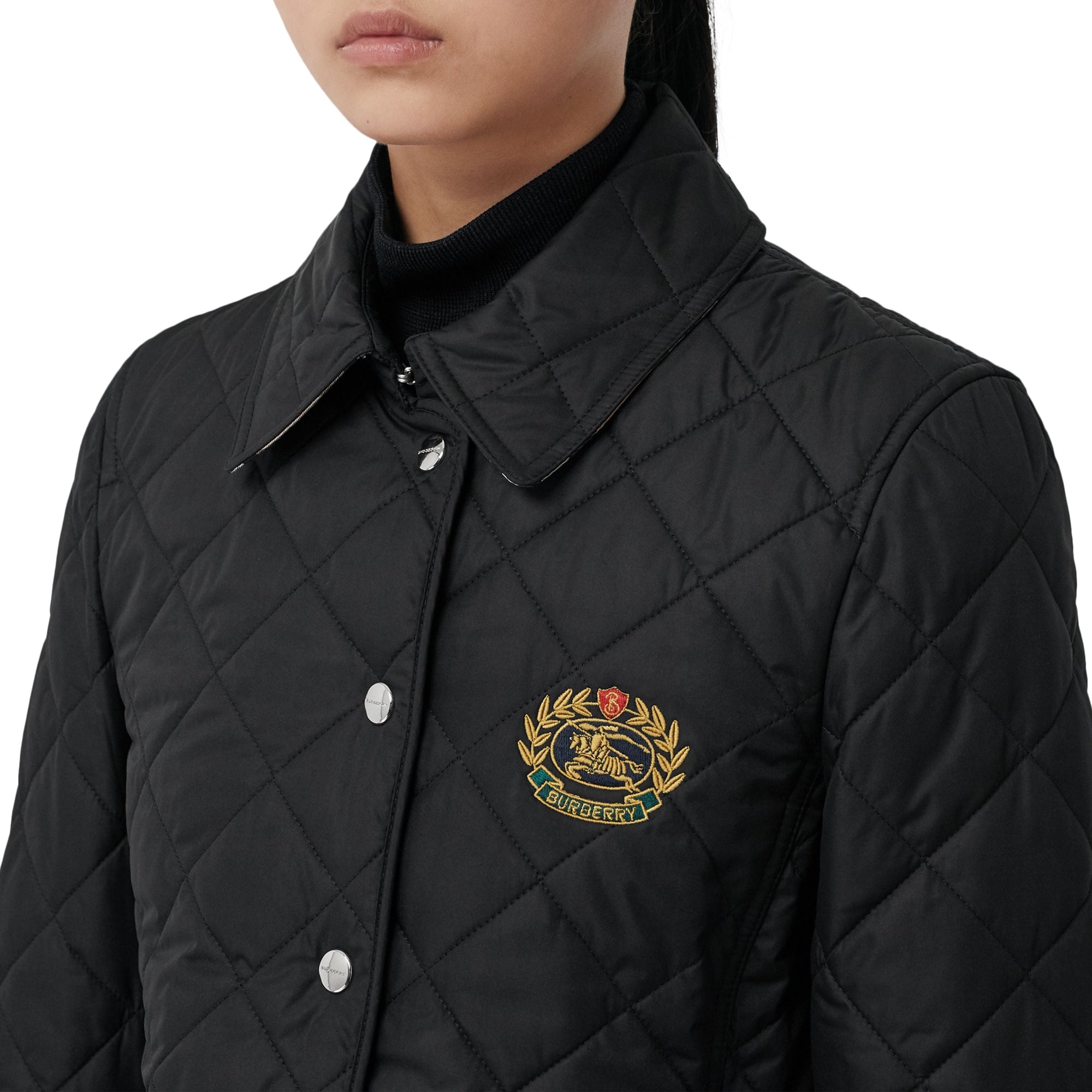 Veste matelassée à écusson brodé - Black