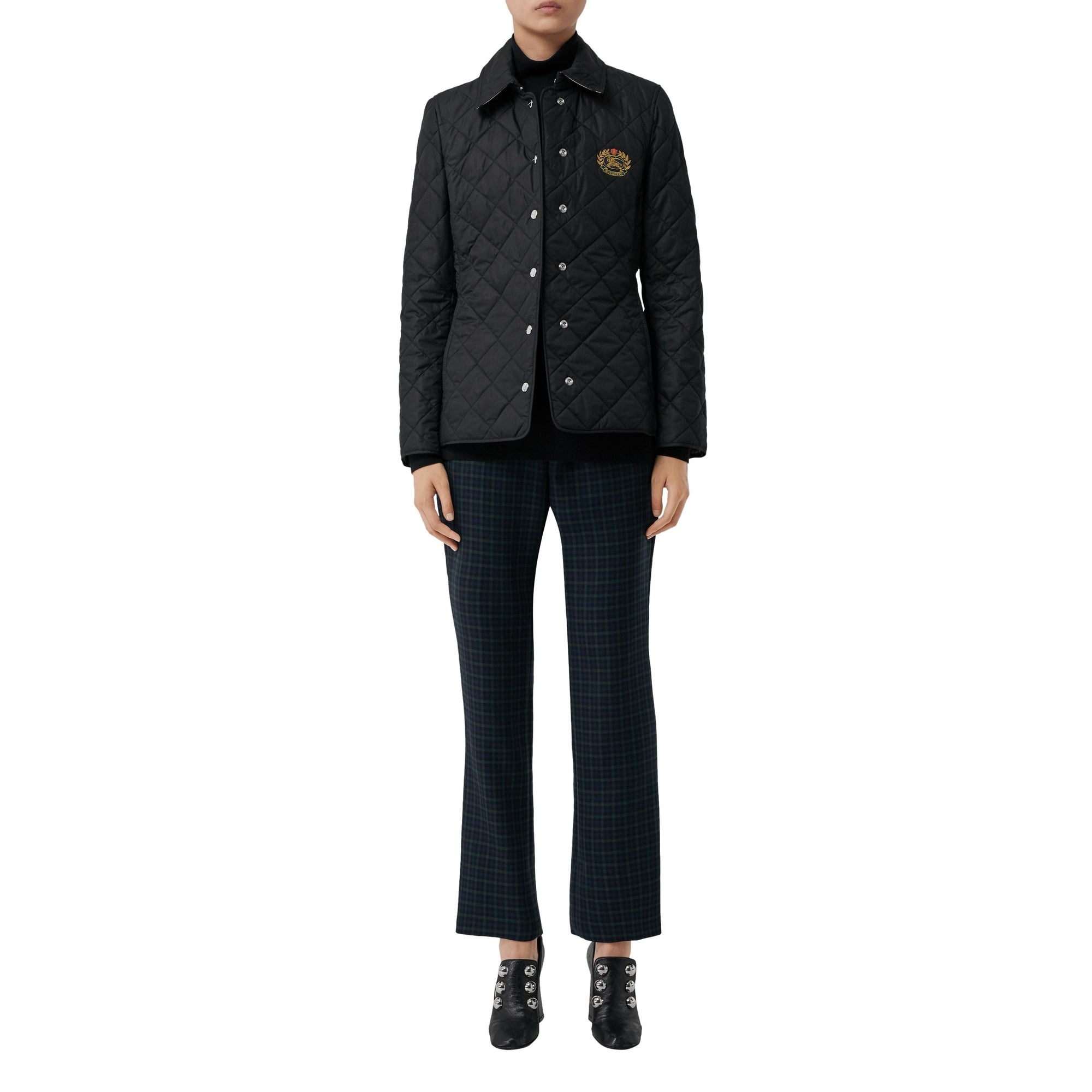 Veste matelassée à écusson brodé - Black