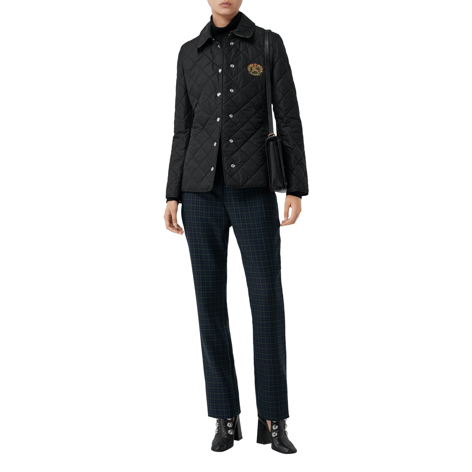Veste matelassée à écusson brodé - Black