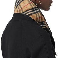 Trench-coat en laine et cachemire mélangés à chevrons - Black