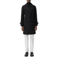 Trench-coat en laine et cachemire mélangés à chevrons - Black