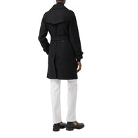 Trench-coat en laine et cachemire mélangés à chevrons - Black