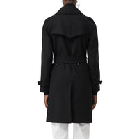 Trench-coat en laine et cachemire mélangés à chevrons - Black