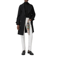 Trench-coat en laine et cachemire mélangés à chevrons - Black