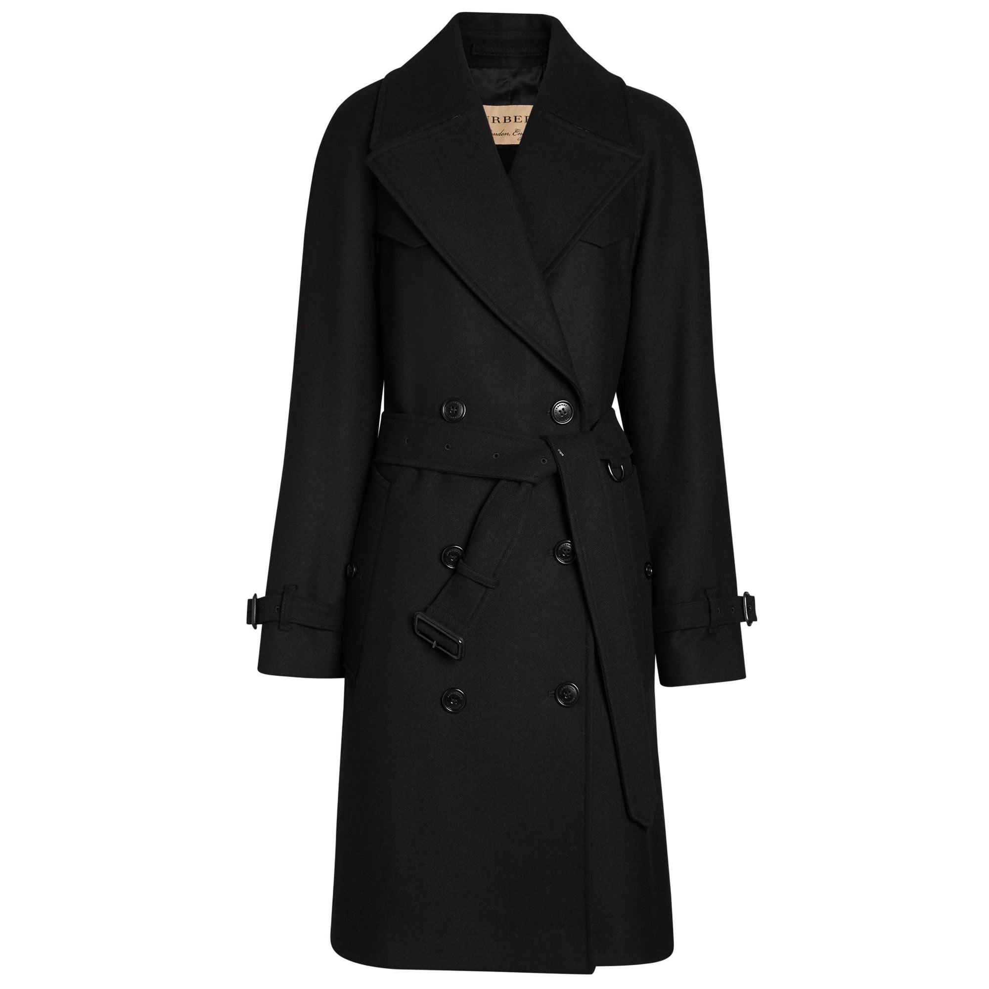 Trench-coat en laine et cachemire mélangés à chevrons - Black
