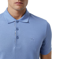 Polo en coton à motif check - Light Blue