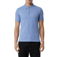 Polo en coton à motif check - Light Blue