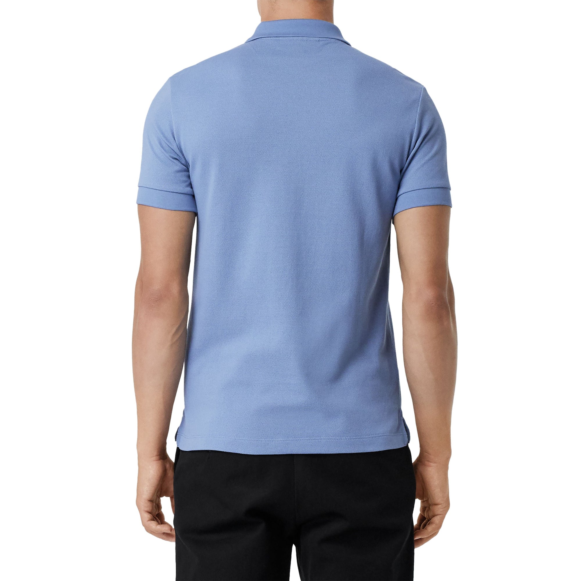 Polo en coton à motif check - Light Blue