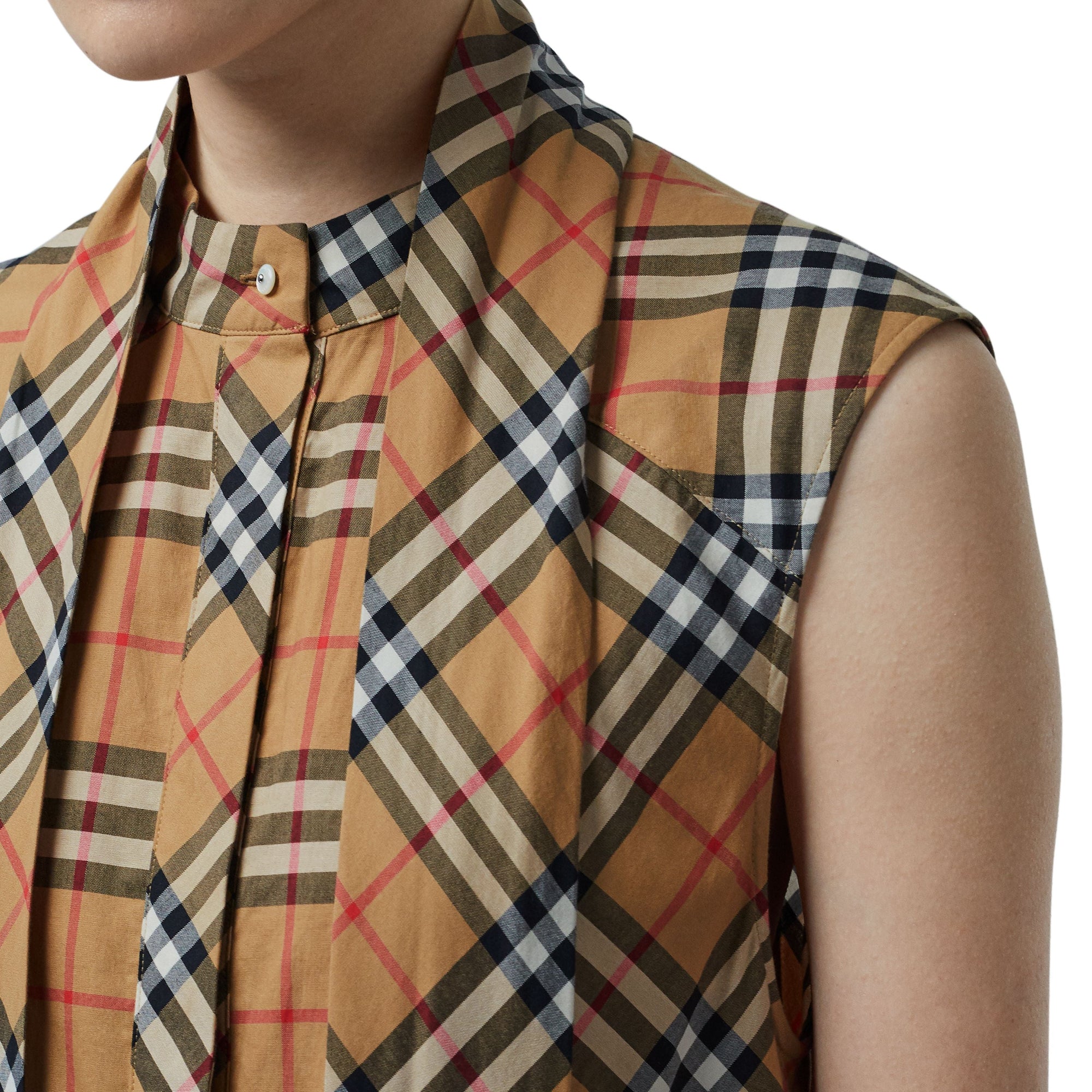 Robe à col lavallière et motif Vintage Check - Antique Yellow Check