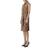Robe à col lavallière et motif Vintage Check - Antique Yellow Check