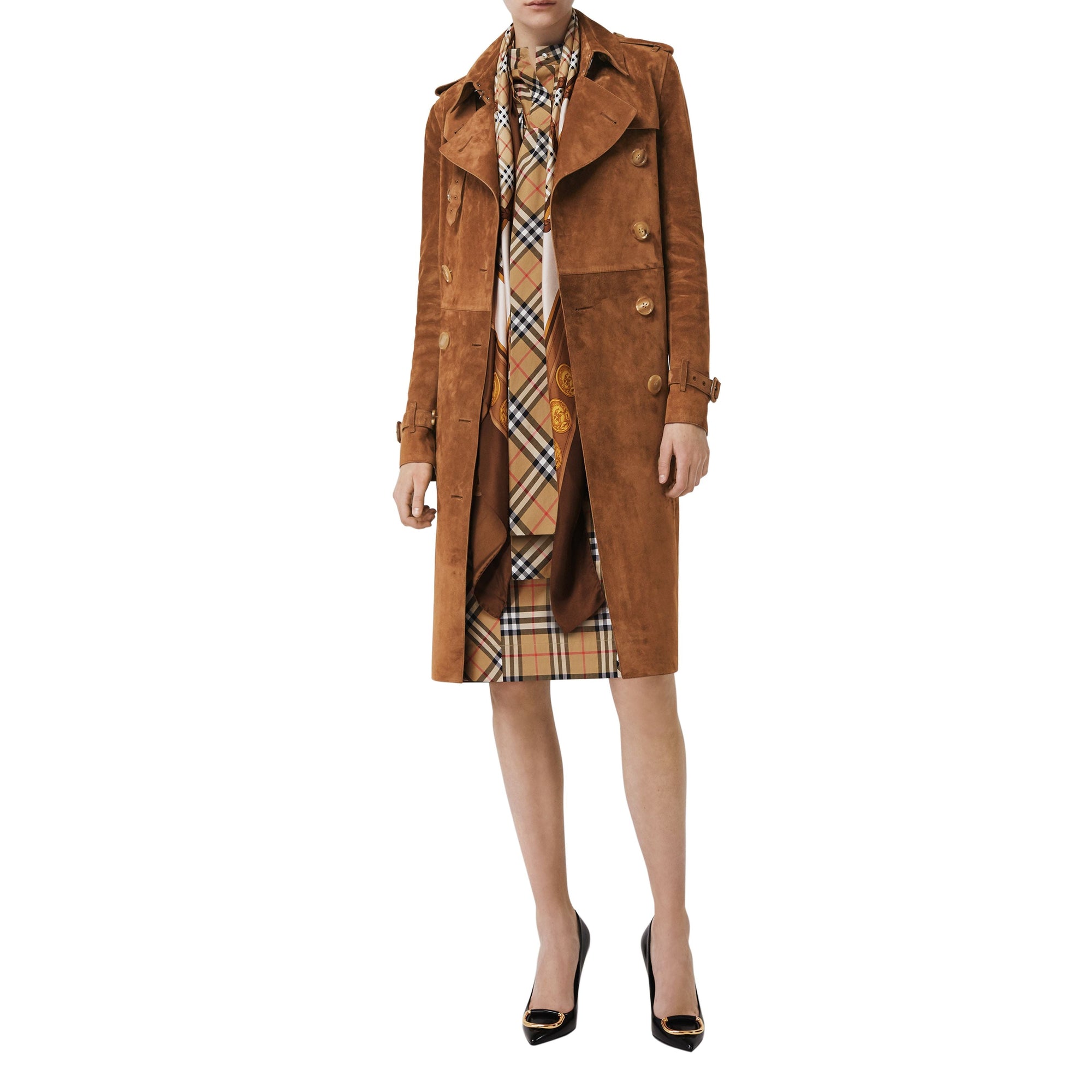 Robe à col lavallière et motif Vintage Check - Antique Yellow Check