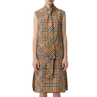 Robe à col lavallière et motif Vintage Check - Antique Yellow Check