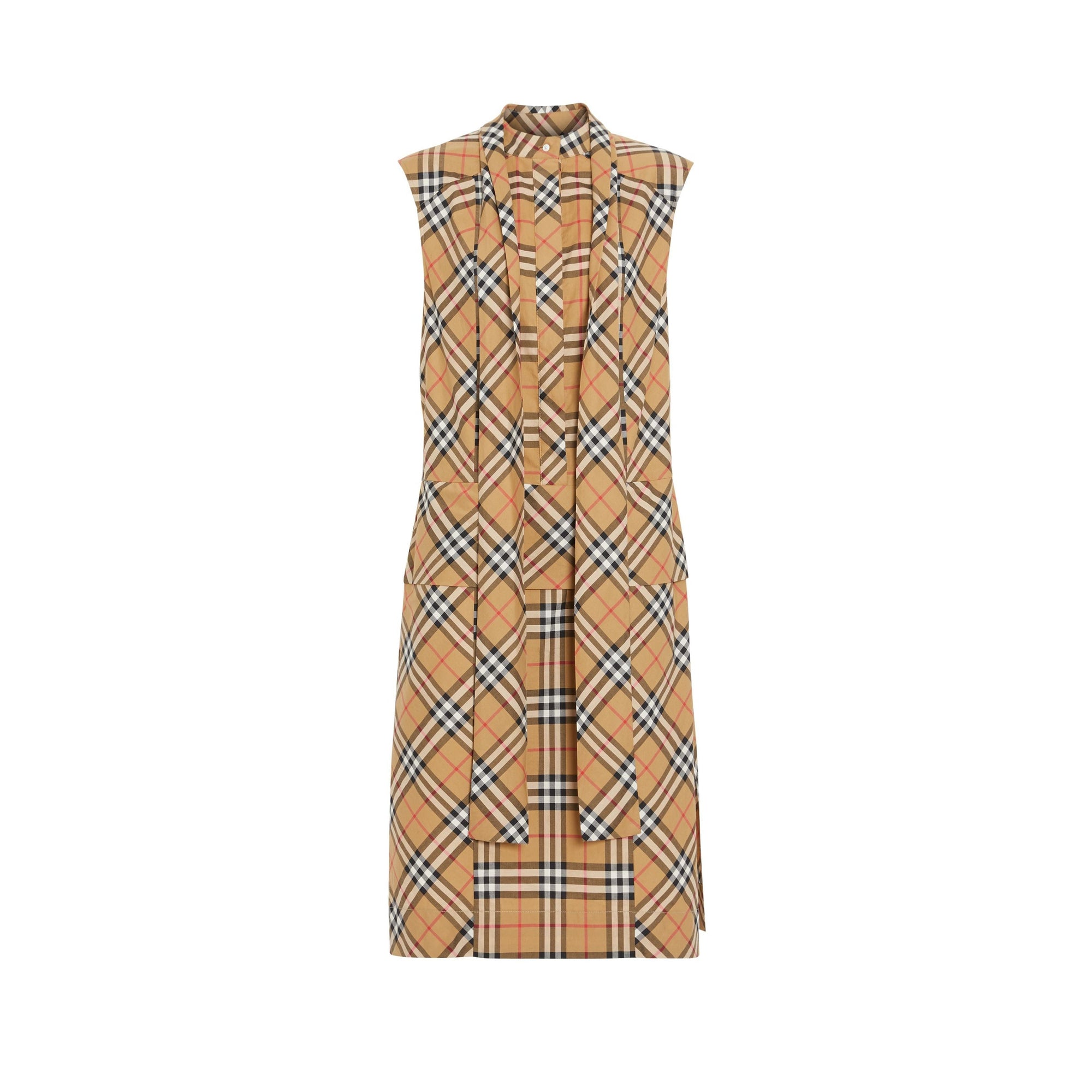 Robe à col lavallière et motif Vintage Check - Antique Yellow Check
