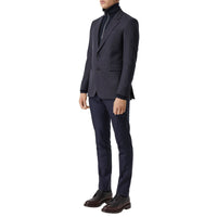 Veste de costume classique en laine à rayures fines - Navy