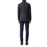 Veste de costume classique en laine à rayures fines - Navy