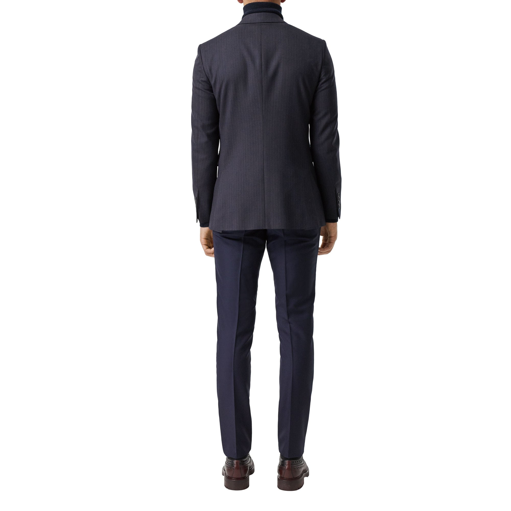Veste de costume classique en laine à rayures fines - Navy