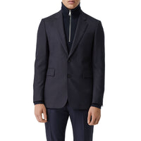 Veste de costume classique en laine à rayures fines - Navy