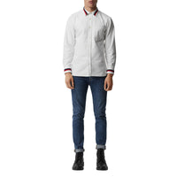 Chemise Oxford en coton à détails en maille - White
