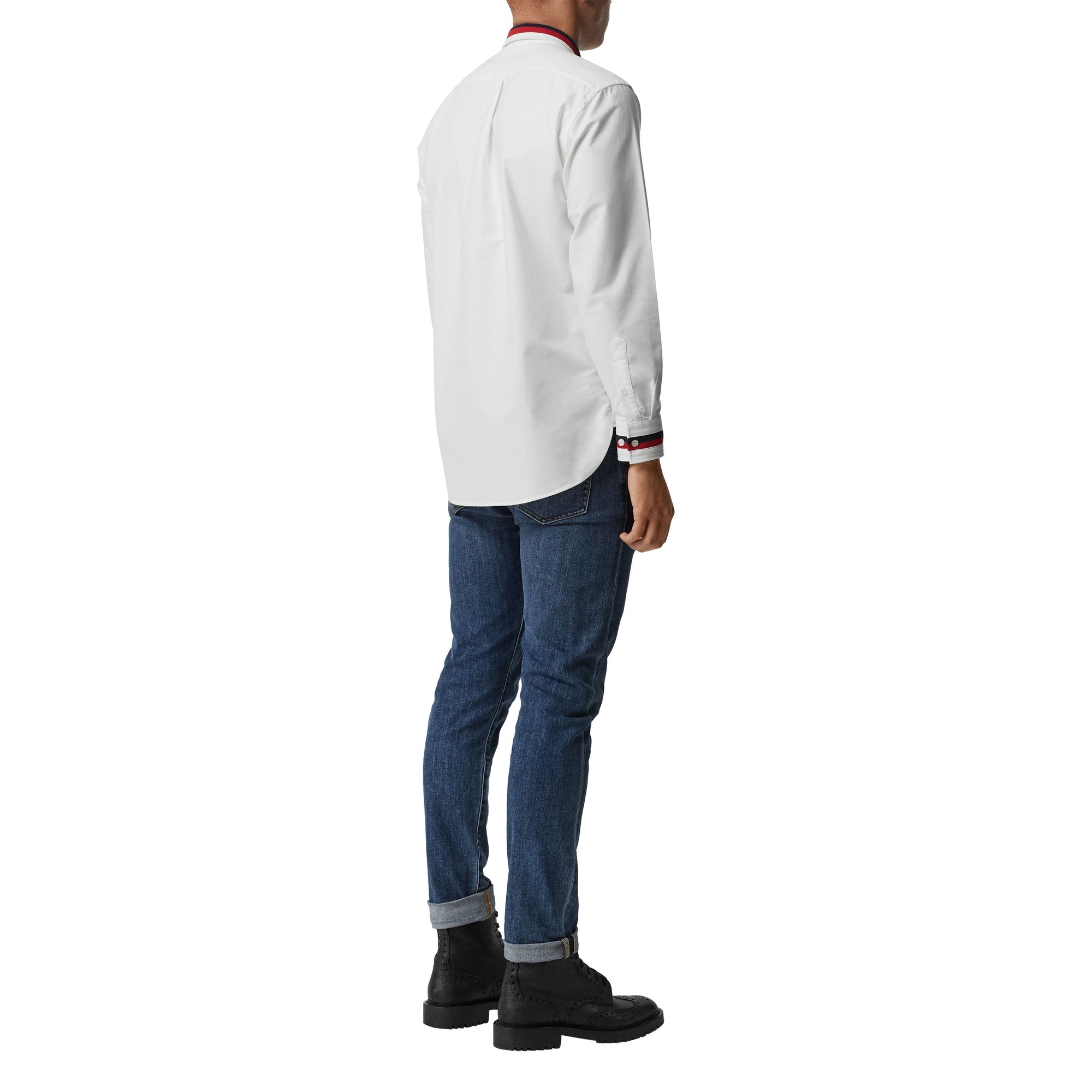 Chemise Oxford en coton à détails en maille - White