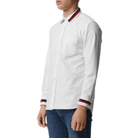 Chemise Oxford en coton à détails en maille - White