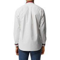 Chemise Oxford en coton à détails en maille - White
