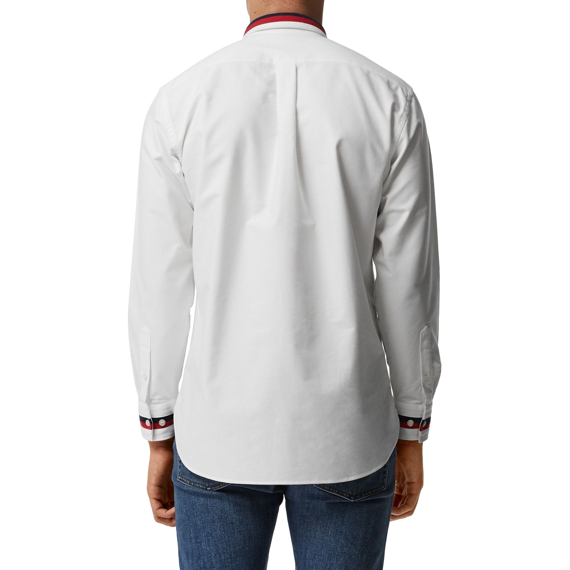 Chemise Oxford en coton à détails en maille - White