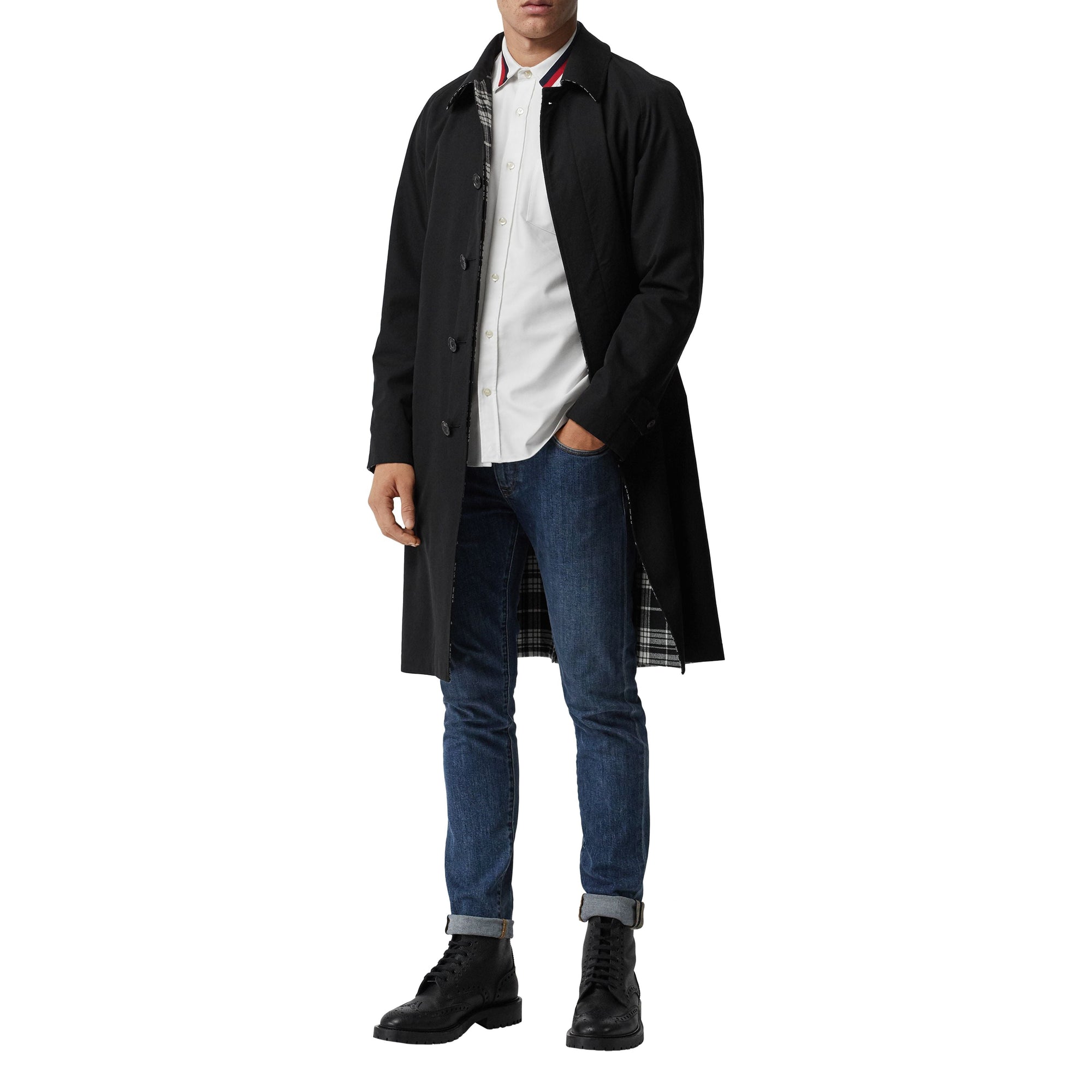 Chemise Oxford en coton à détails en maille - White