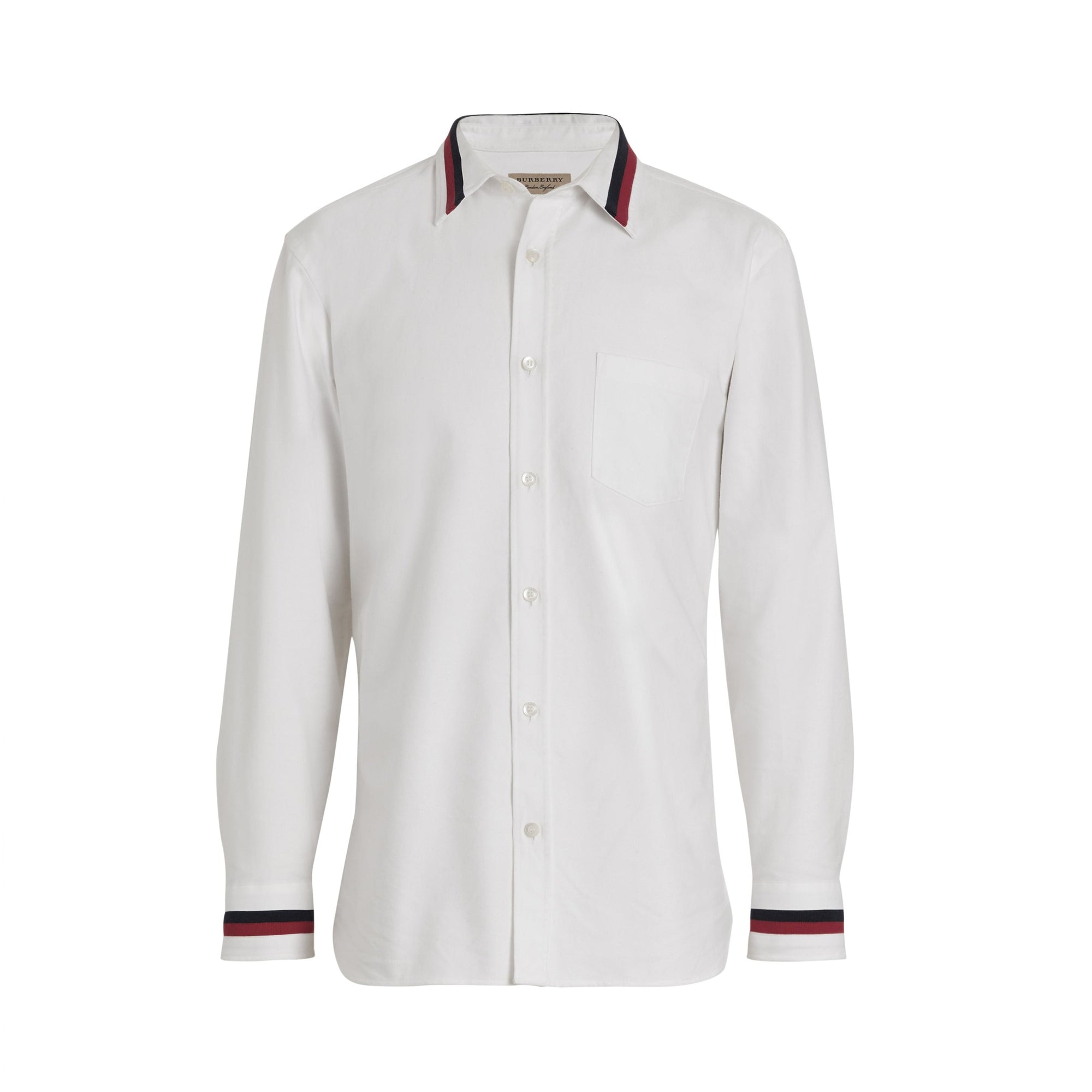 Chemise Oxford en coton à détails en maille - White