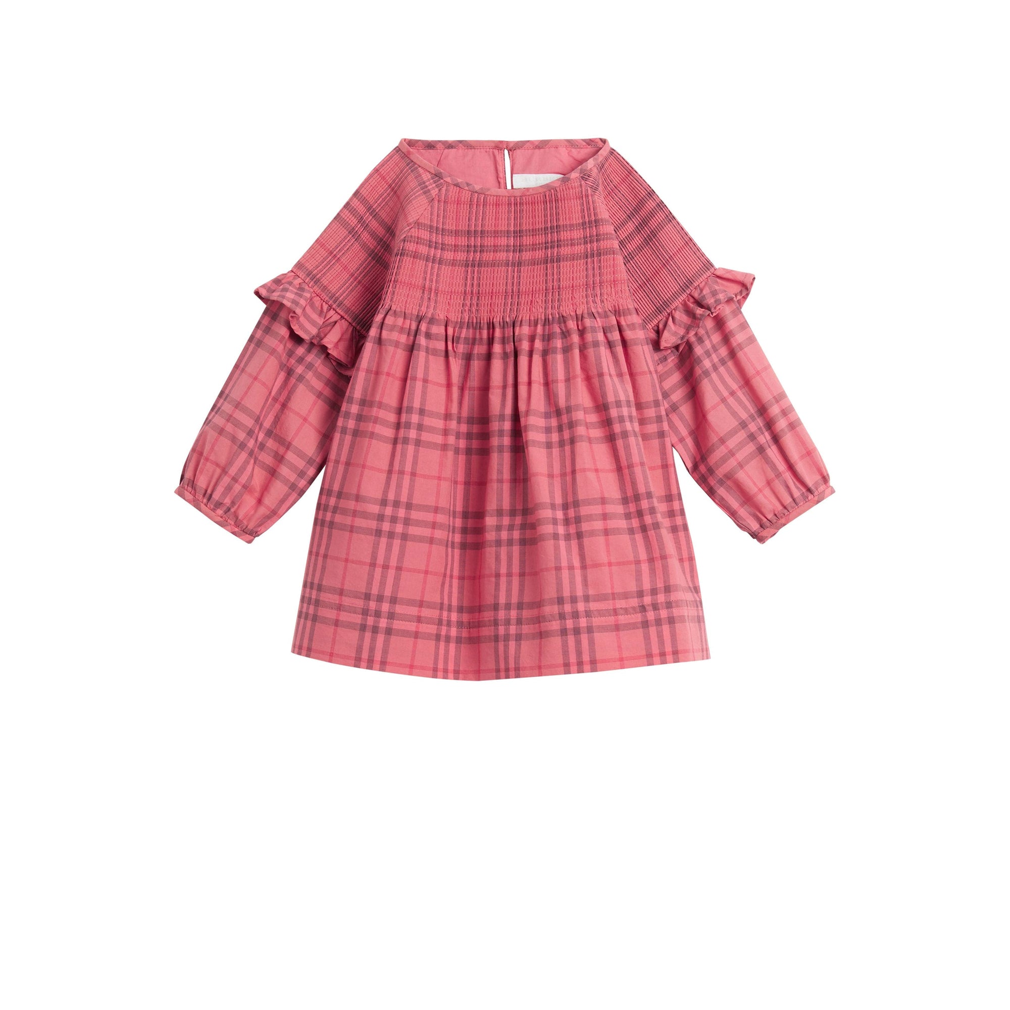 Robe en coton à motif Check avec volants - Coral Red