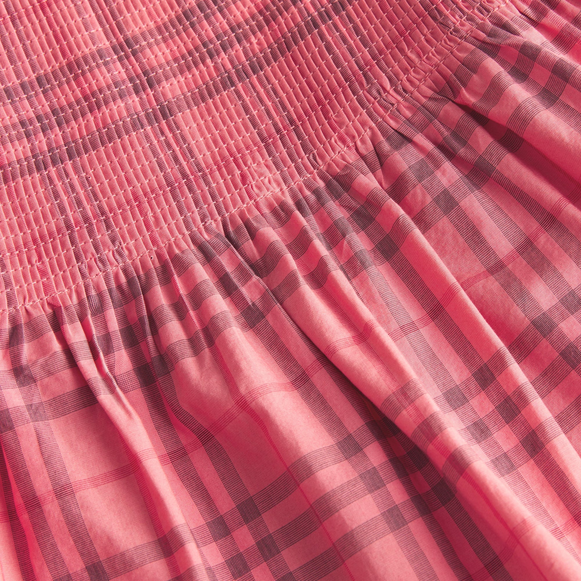 Robe en coton à motif Check avec volants - Coral Red