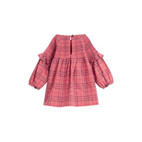 Robe à motif check à volants - Coral Red