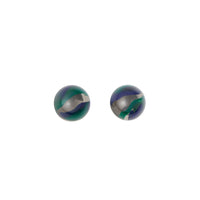 Boucles d'oreilles rondes en résine marbrée - Palladio & Ocean Green