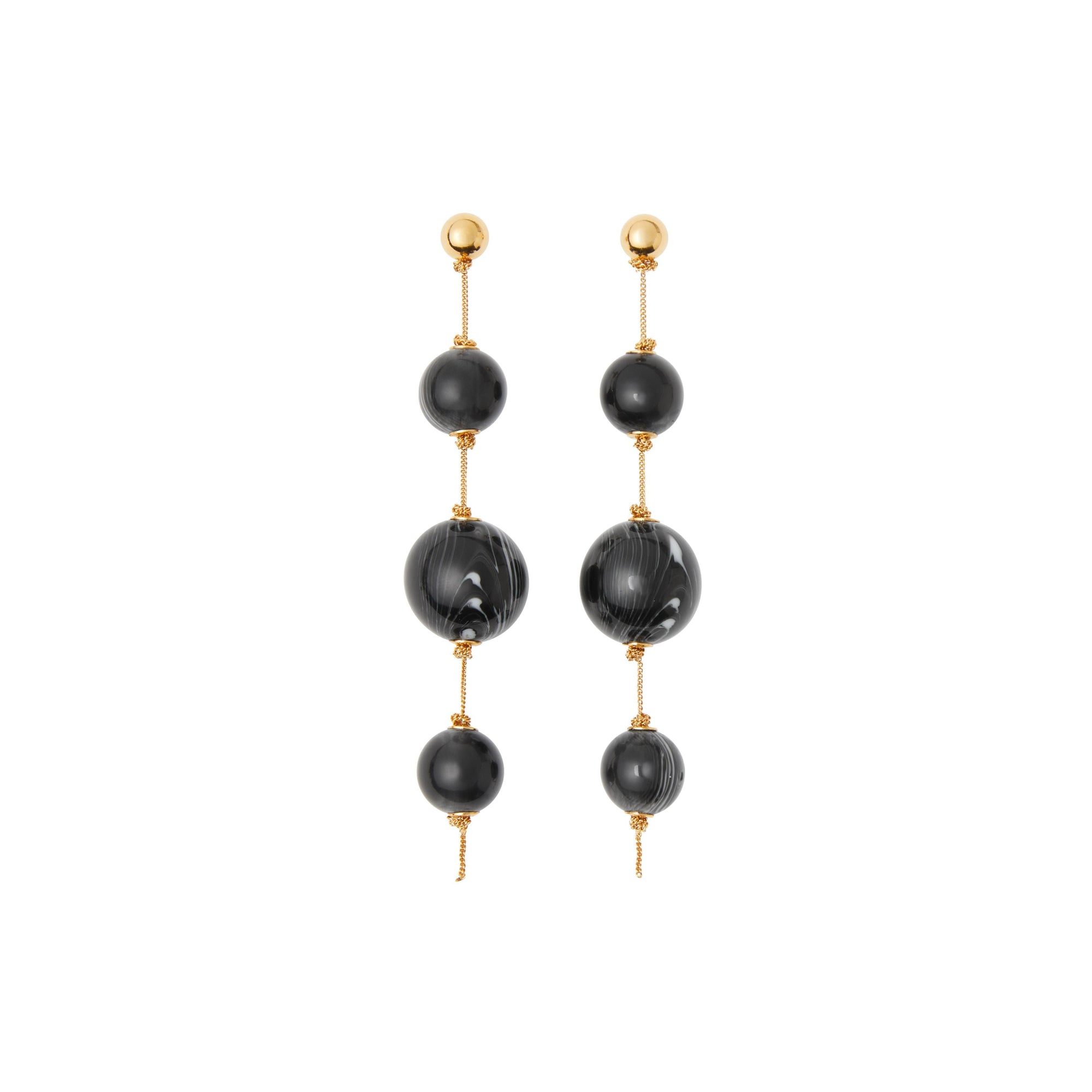 Boucles d'oreilles plaqués or en résine marbrée - Light Gold & Midnight