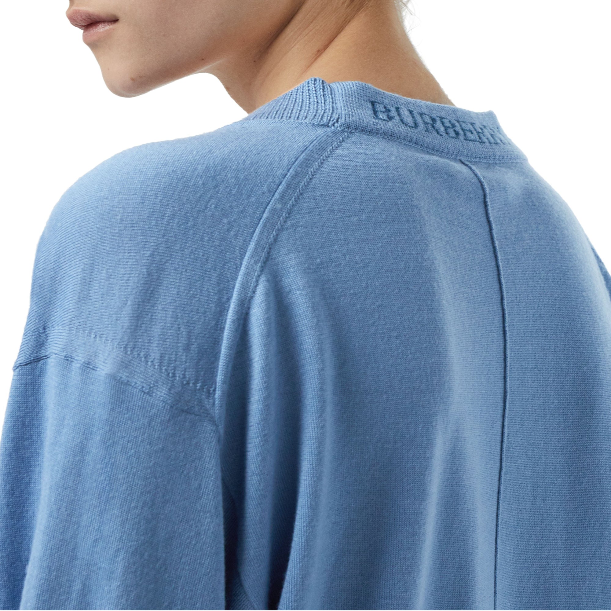 Cardigan en laine mérinos à logo - Pebble Blue