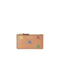 Porte-cartes zippé en cuir - Light Camel