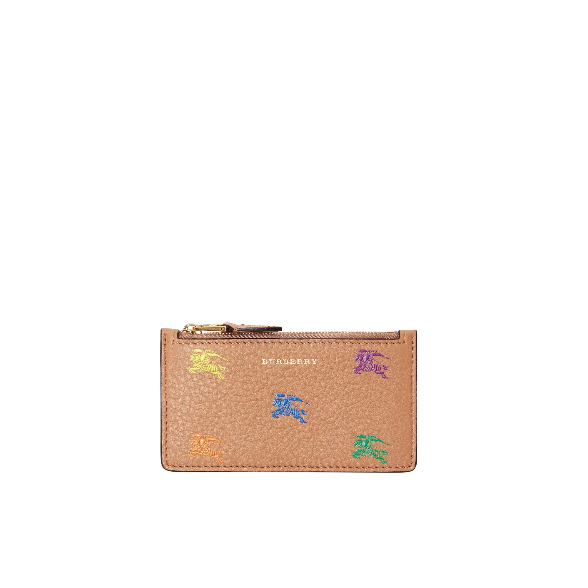 Porte-cartes zippé en cuir - Light Camel