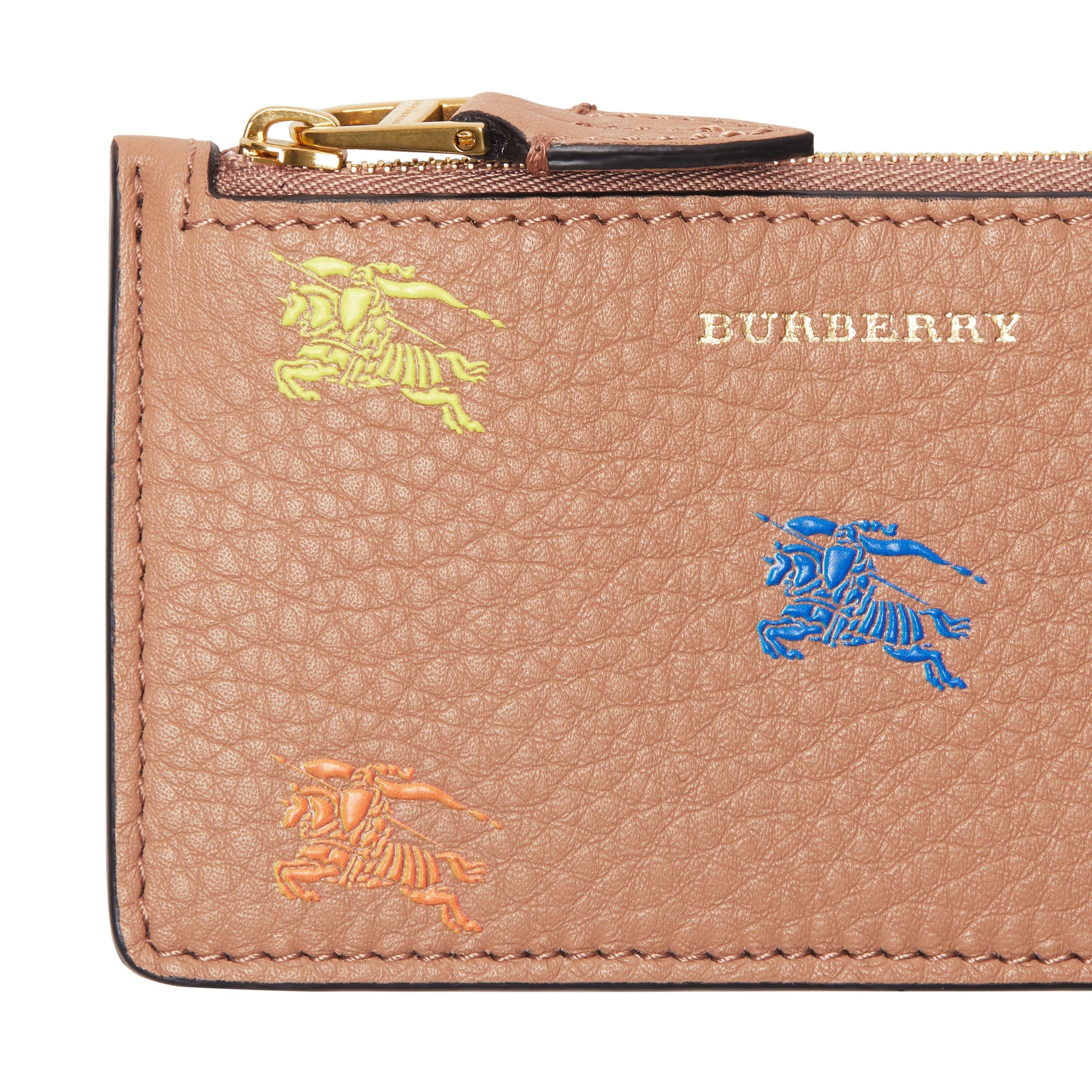 Porte-cartes zippé en cuir - Light Camel