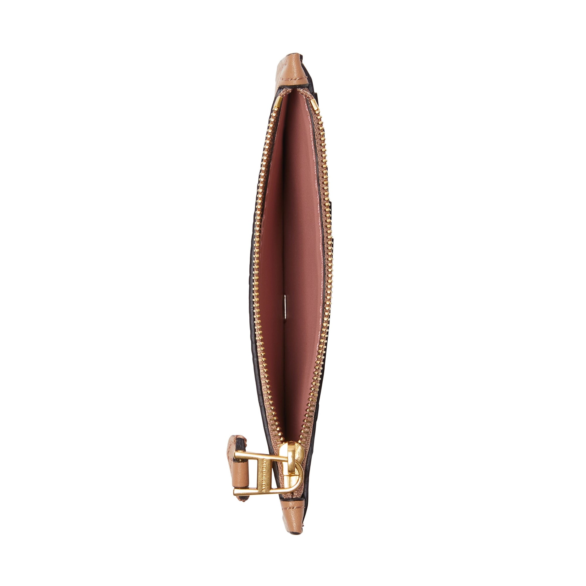Porte-cartes zippé en cuir - Light Camel