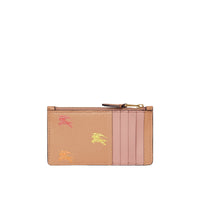 Porte-cartes zippé en cuir - Light Camel