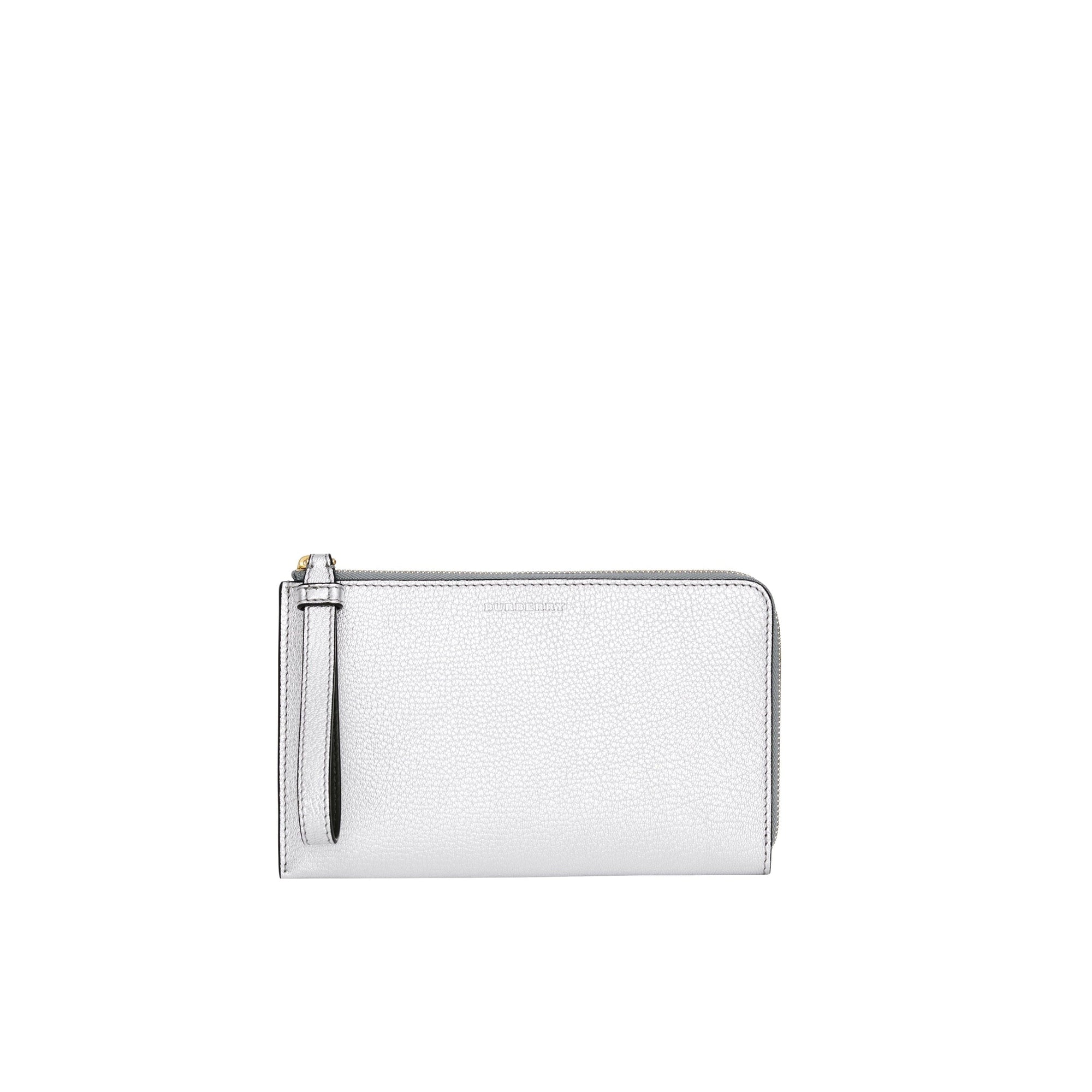 Portefeuille de voyage en cuir métallisé bicolore - Silver