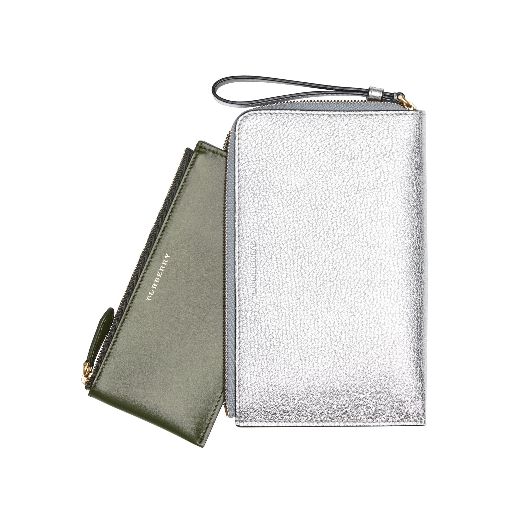 Portefeuille de voyage en cuir métallisé bicolore - Silver