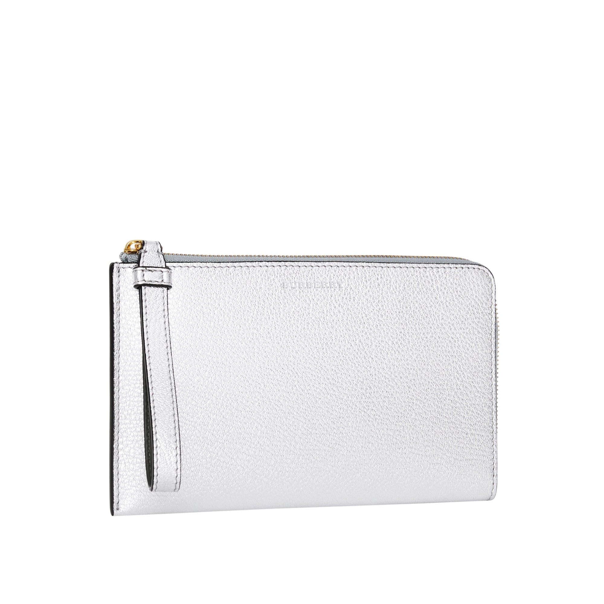 Portefeuille de voyage en cuir métallisé bicolore - Silver